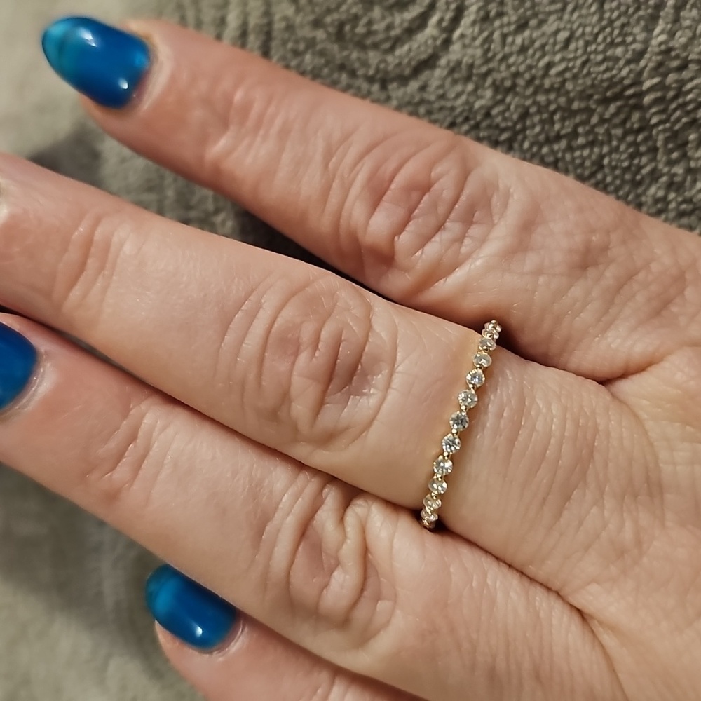 NIB Moissonite s925 gold plate eternity band size 9.5